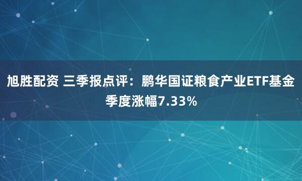 旭胜配资 三季报点评：鹏华国证粮食产业ETF基金季度涨幅7.33%